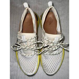 SOREL Kinetic Lite Lace Walking Shoes Sneaker White w/yellow Womens 8